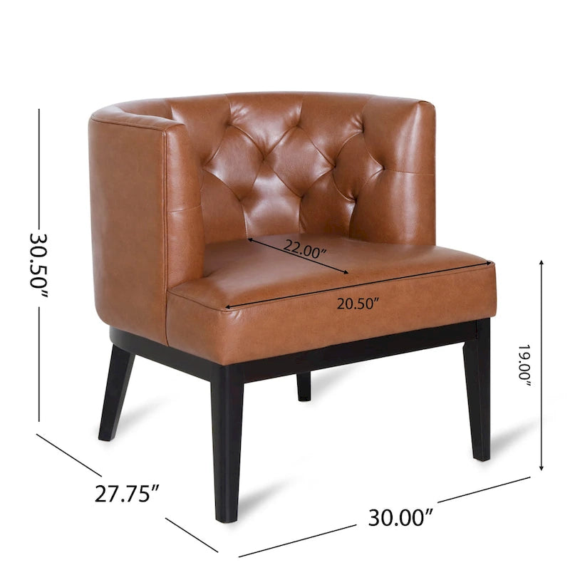 Tufted Barrel Accent Chair with Rubberwood Frame