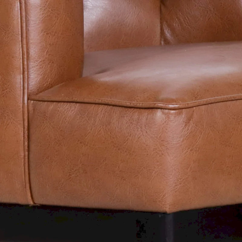 Tufted Barrel Accent Chair with Rubberwood Frame