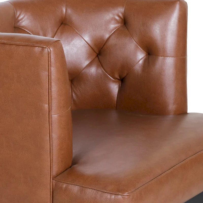 Tufted Barrel Accent Chair with Rubberwood Frame