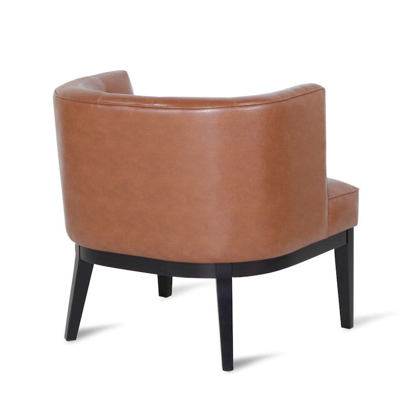 Tufted Barrel Accent Chair with Rubberwood Frame