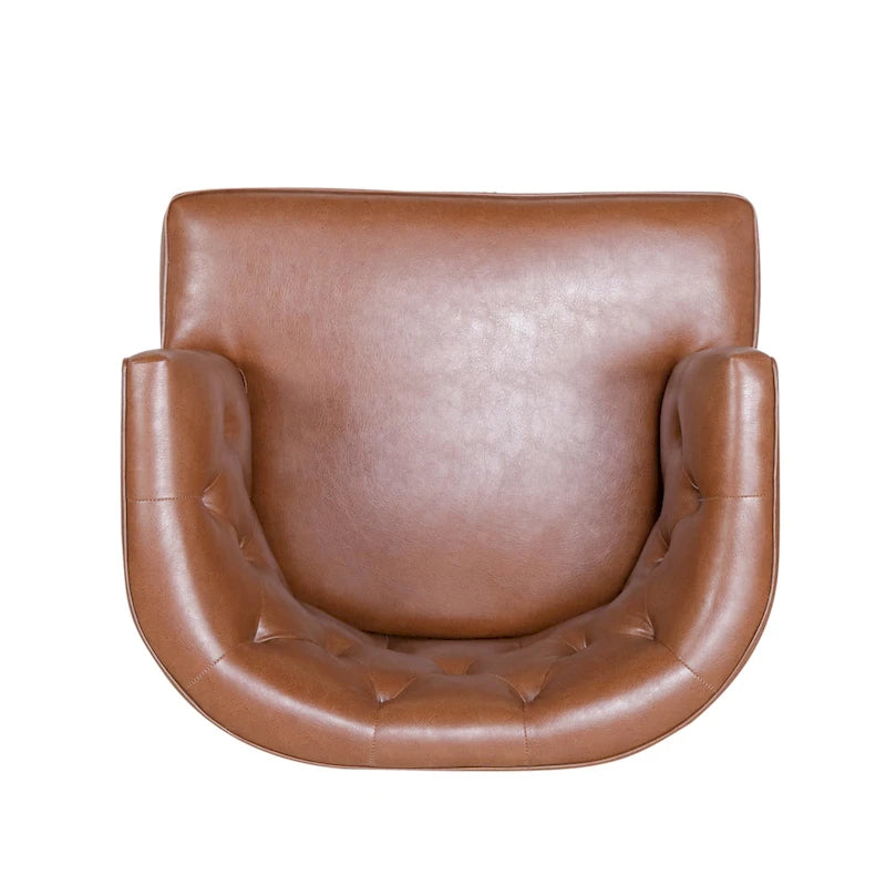 Tufted Barrel Accent Chair with Rubberwood Frame