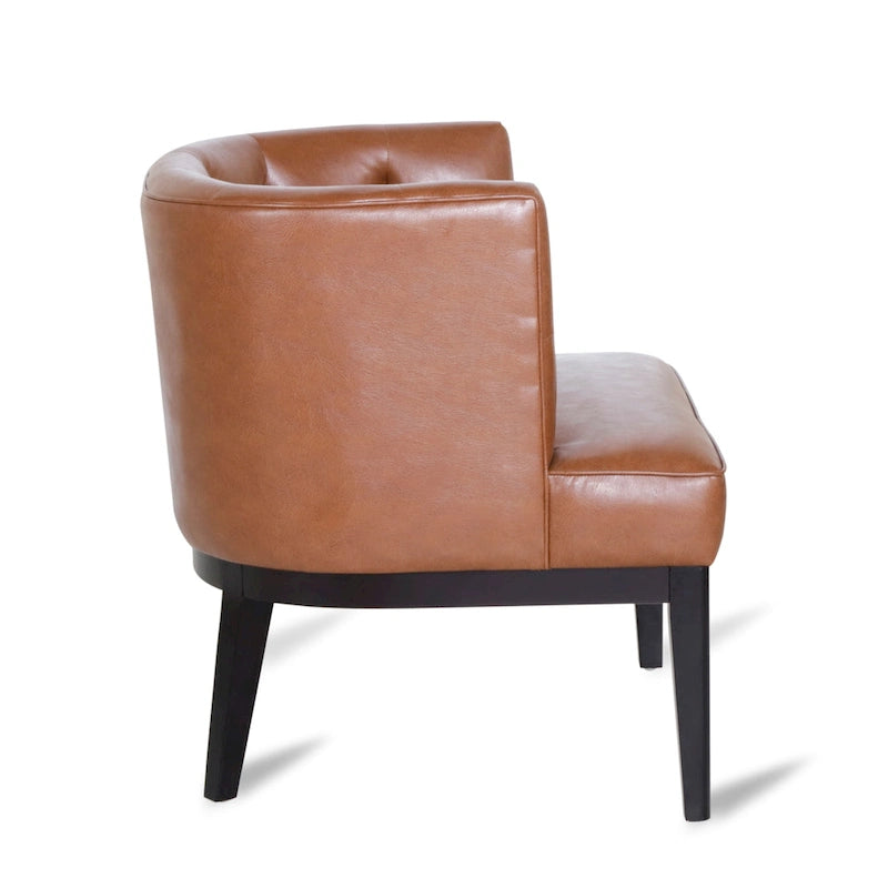 Tufted Barrel Accent Chair with Rubberwood Frame