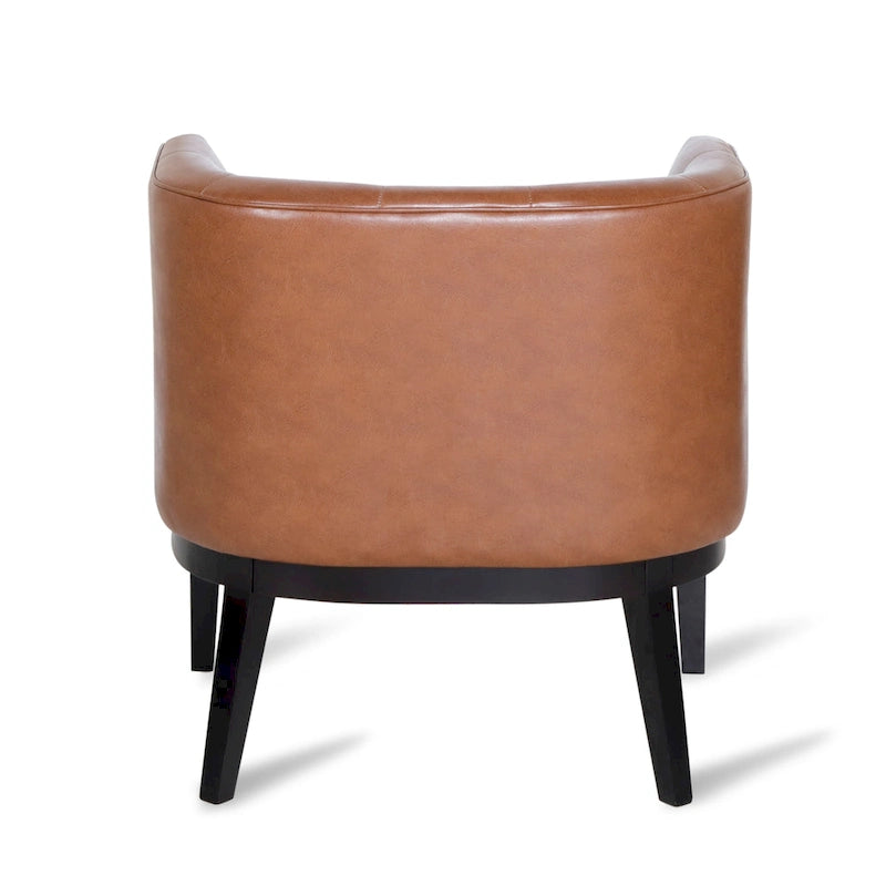 Tufted Barrel Accent Chair with Rubberwood Frame