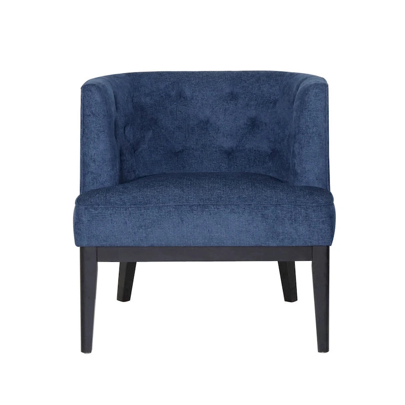 Tufted Barrel Accent Chair with Rubberwood Frame