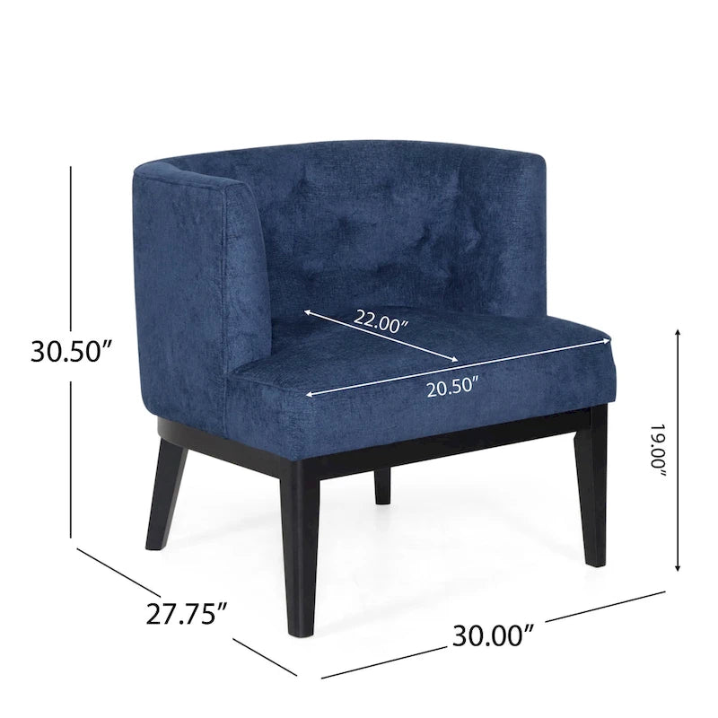 Tufted Barrel Accent Chair with Rubberwood Frame