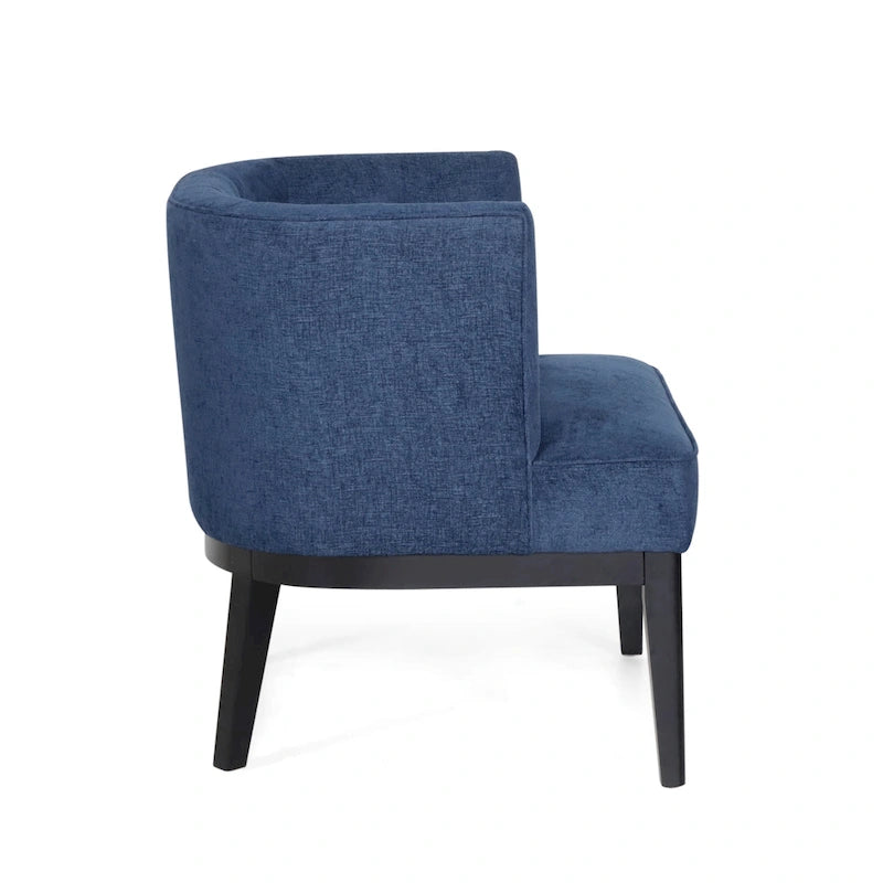 Tufted Barrel Accent Chair with Rubberwood Frame