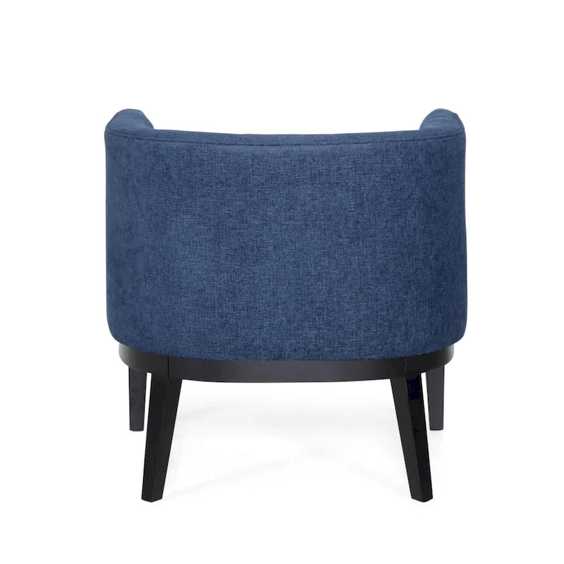 Tufted Barrel Accent Chair with Rubberwood Frame