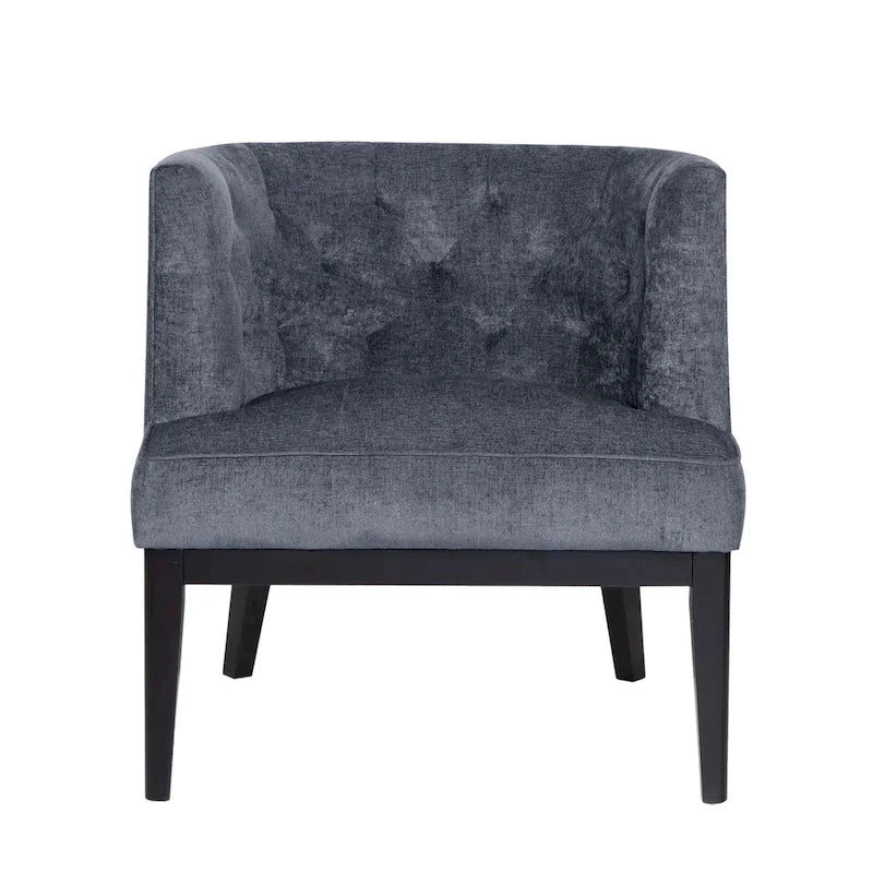 Tufted Barrel Accent Chair with Rubberwood Frame