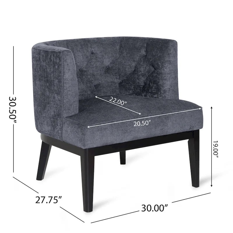 Tufted Barrel Accent Chair with Rubberwood Frame