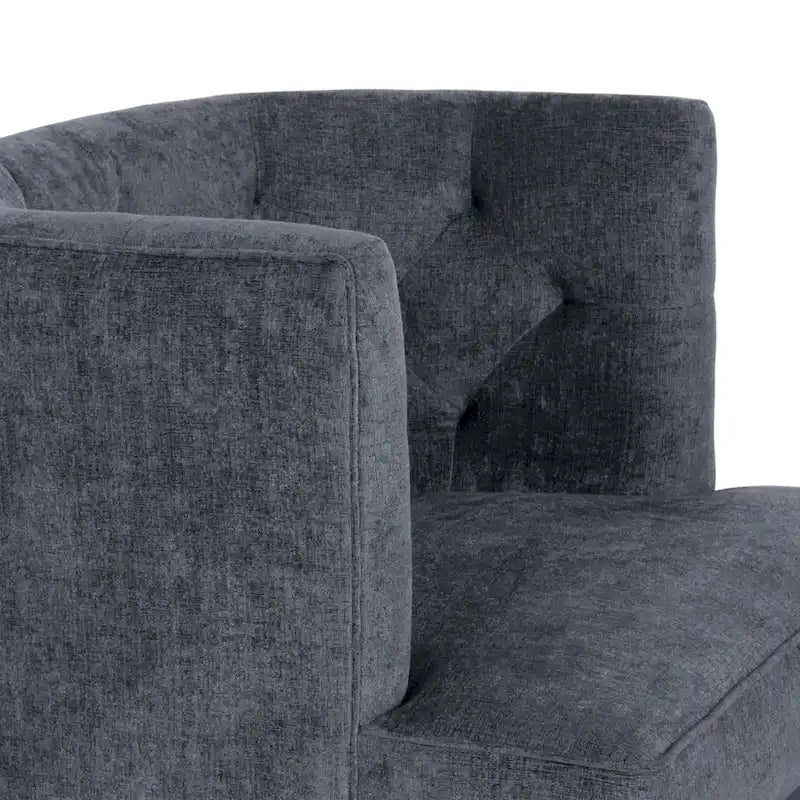 Tufted Barrel Accent Chair with Rubberwood Frame