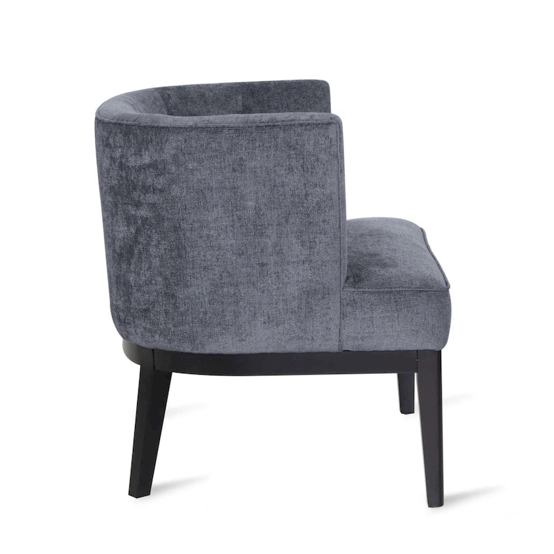 Tufted Barrel Accent Chair with Rubberwood Frame