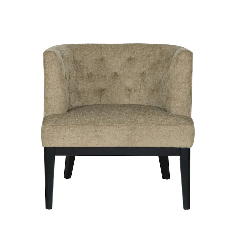 Tufted Barrel Accent Chair with Rubberwood Frame