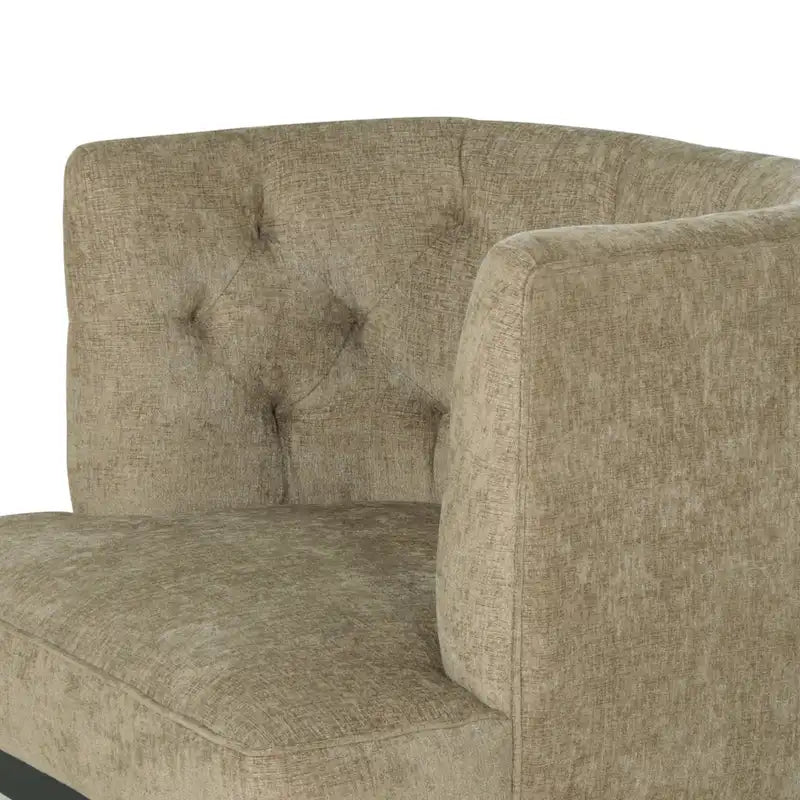Tufted Barrel Accent Chair with Rubberwood Frame