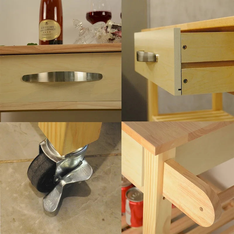 Isola da cucina mobile con cassetti e ripiani