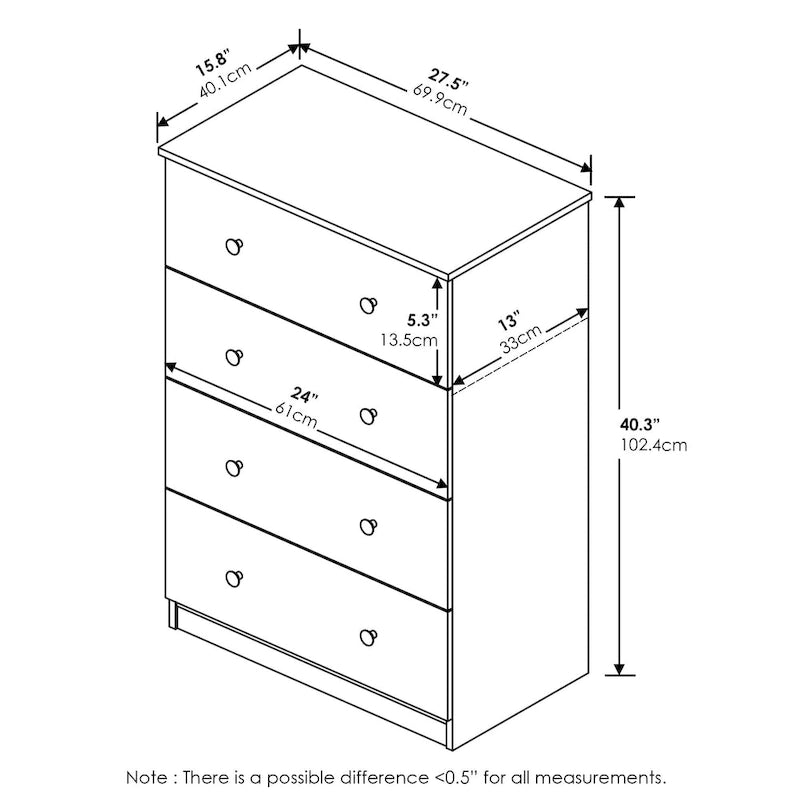 4-Drawer Dresser with Sliding Rails – Minimalist Bedroom Storage