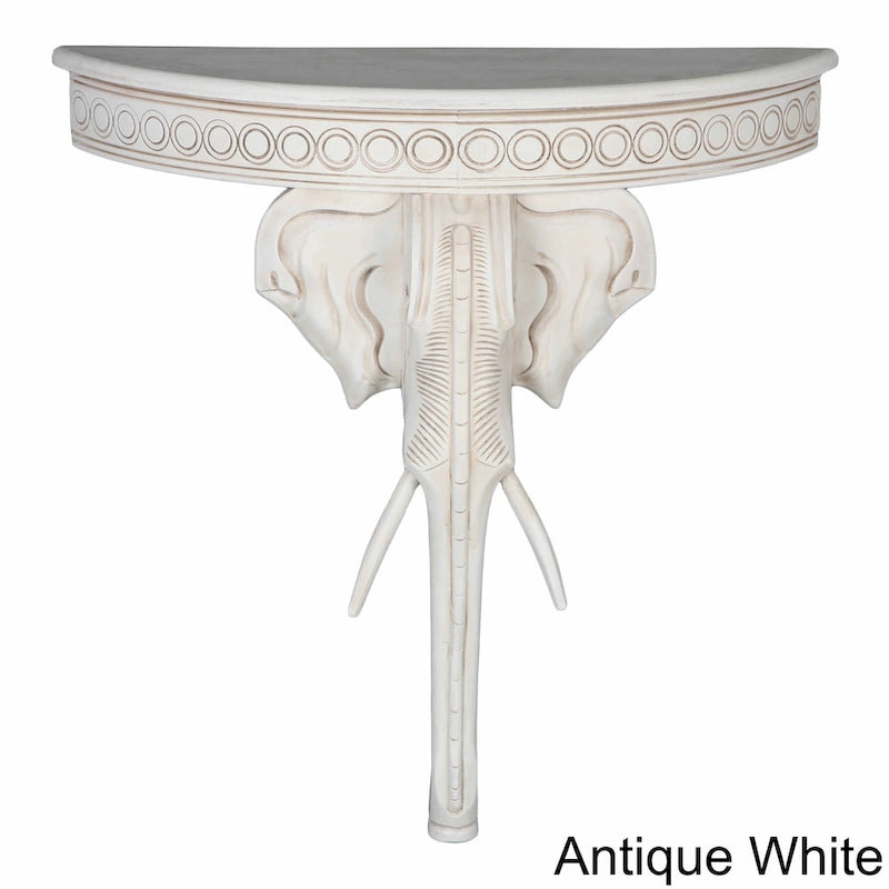 Hand-Carved Hardwood Wall Console Table