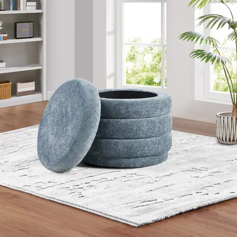 Channel Tufted Storage Ottoman with Lift-Off Top
