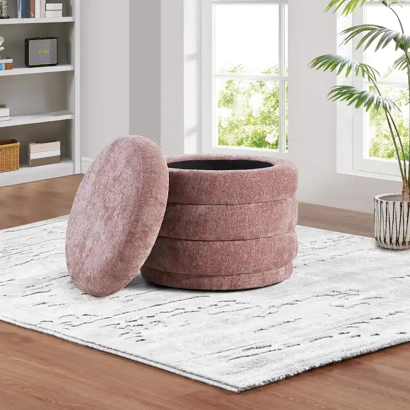 Channel Tufted Storage Ottoman with Lift-Off Top