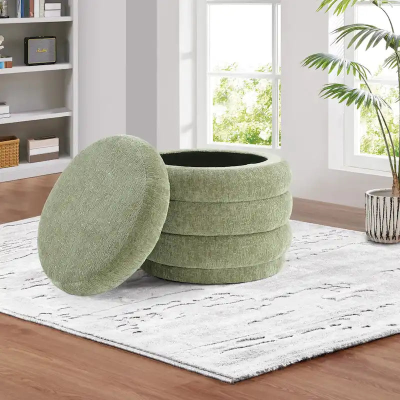 Channel Tufted Storage Ottoman with Lift-Off Top