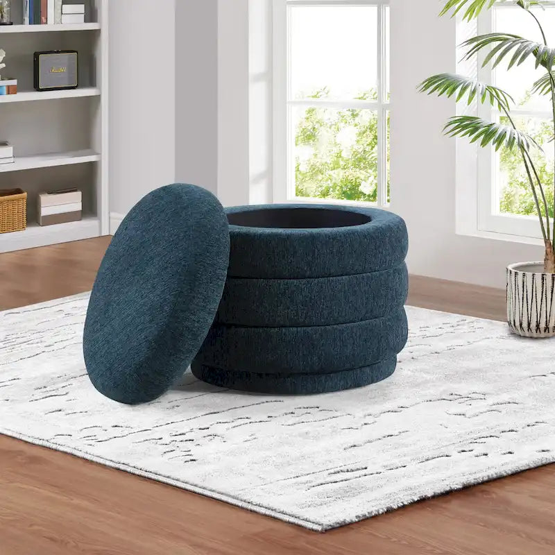 Channel Tufted Storage Ottoman with Lift-Off Top