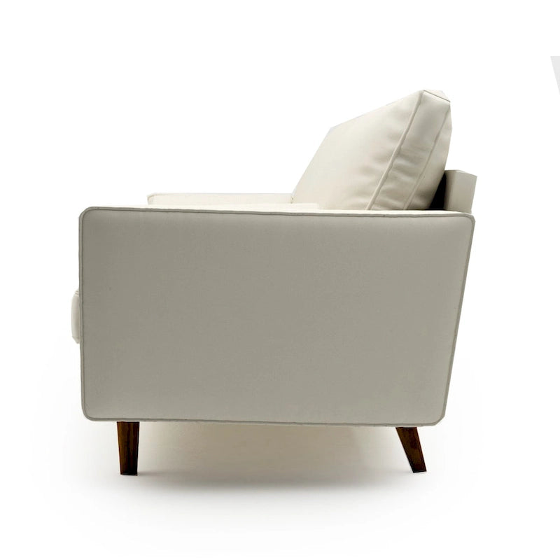 Mid-Century Modern Faux Leather Sofa with Tapered Legs