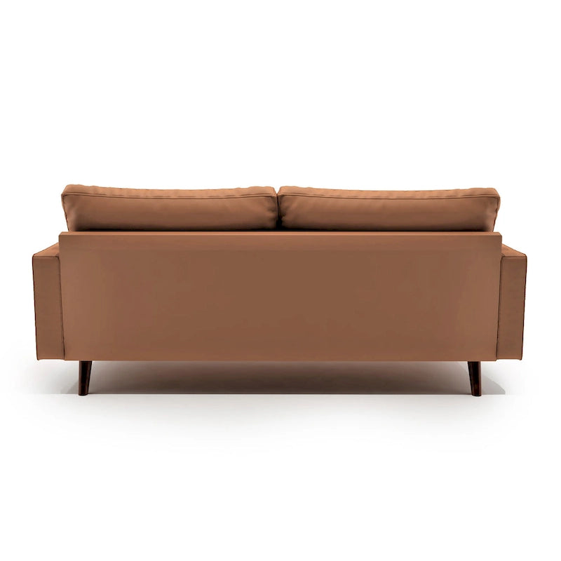 Mid-Century Modern Faux Leather Sofa with Tapered Legs