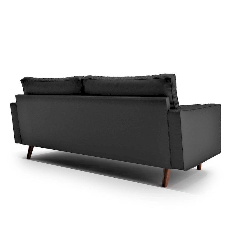 Mid-Century Modern Faux Leather Sofa with Tapered Legs