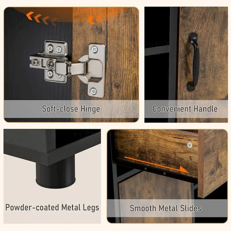 Buffet-Sideboard im Landhausstil mit offenen Fächern, Schublade & Schrank