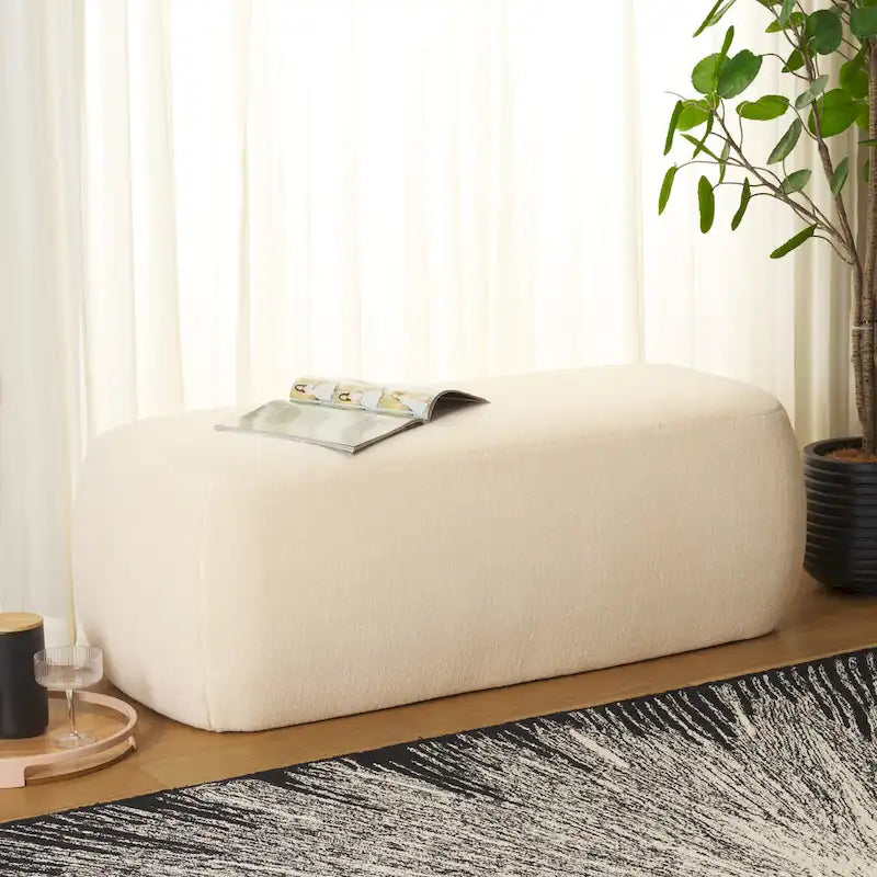 Rectangular Velvet Ottoman – Modern Accent Footstool