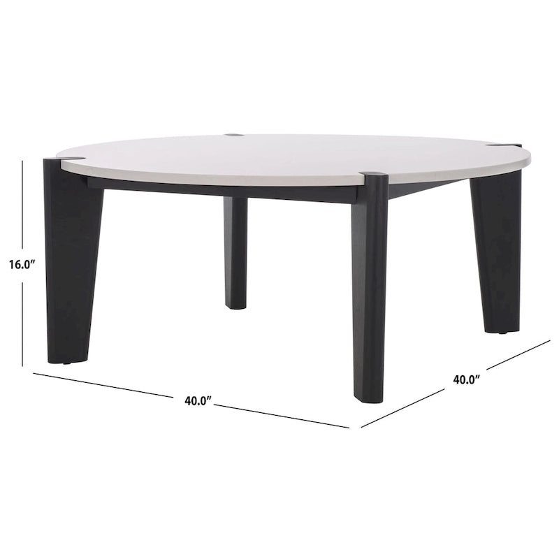 Runder Couchtisch mit Marmorplatte und Holzbeinen