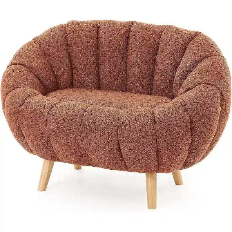 Pumpkin-Shaped Sofa – Compact Accent Loveseat for Small Spaces