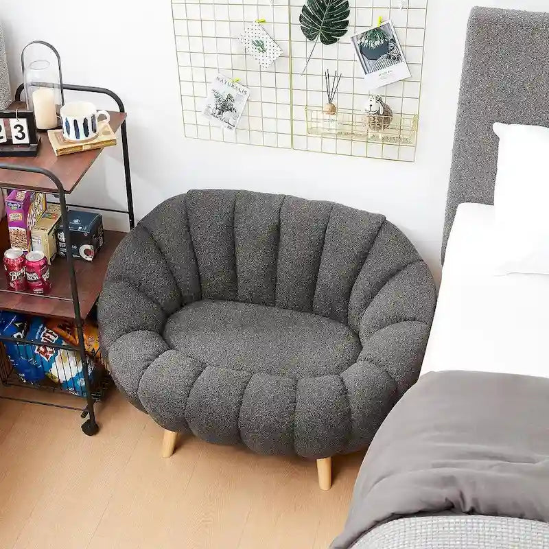 Pumpkin-Shaped Sofa – Compact Accent Loveseat for Small Spaces