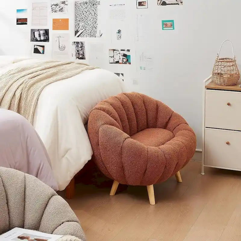 Pumpkin-Shaped Sofa – Compact Accent Loveseat for Small Spaces