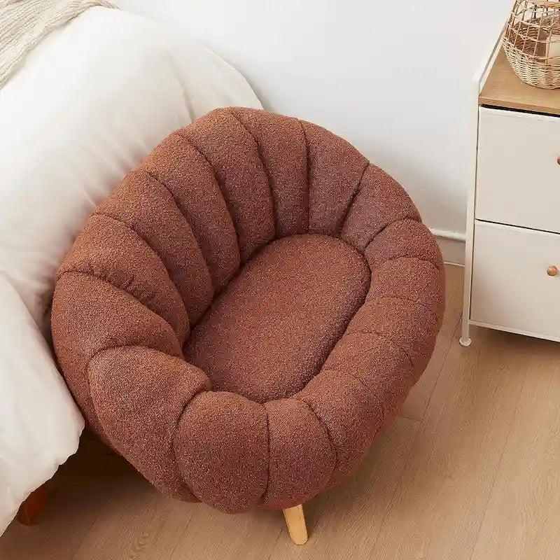Pumpkin-Shaped Sofa – Compact Accent Loveseat for Small Spaces