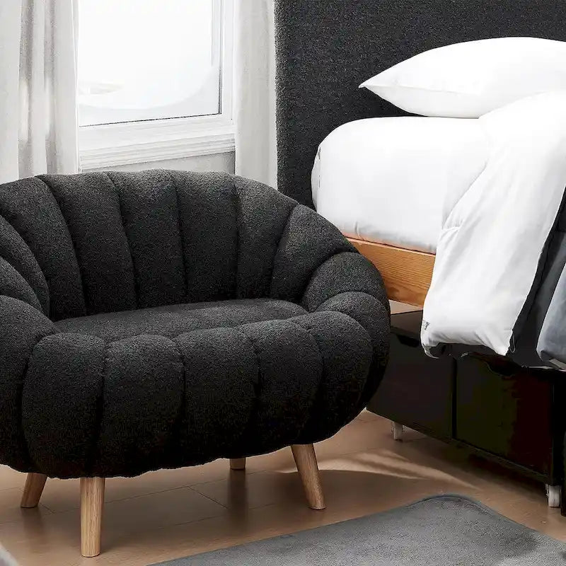 Pumpkin-Shaped Sofa – Compact Accent Loveseat for Small Spaces