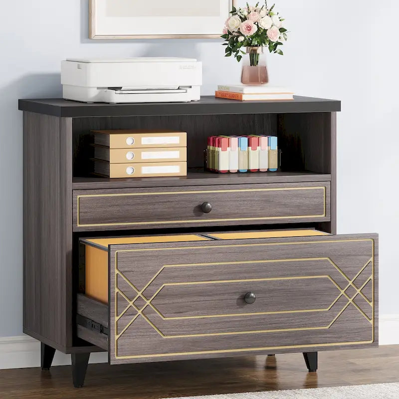Lateral archiefkast met 2 laden en open plank