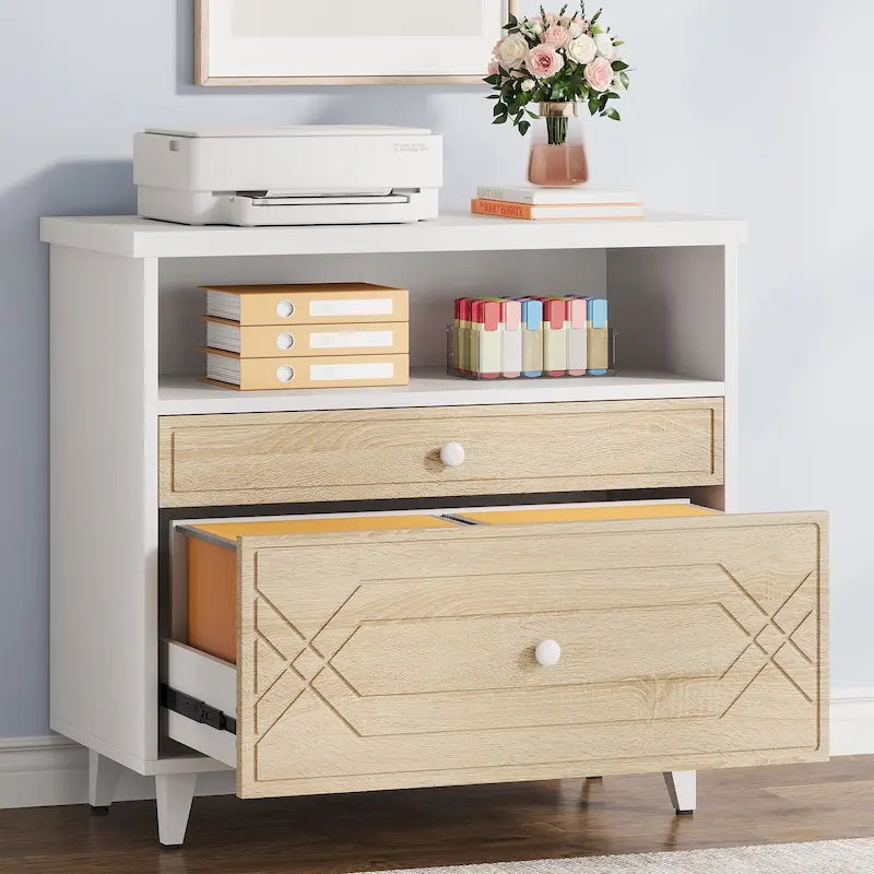 Lateral archiefkast met 2 laden en open plank
