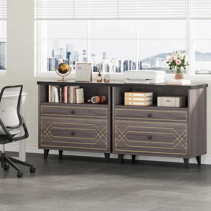 Lateral archiefkast met 2 laden en open plank