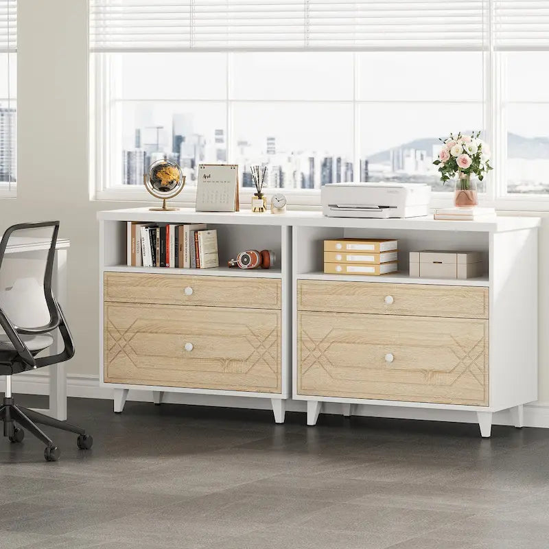 2-Drawer Lateral File Cabinet with Open Shelf