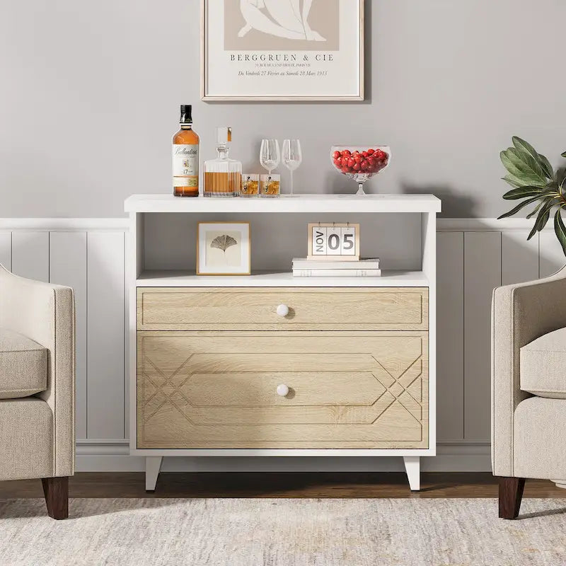 2-Drawer Lateral File Cabinet with Open Shelf