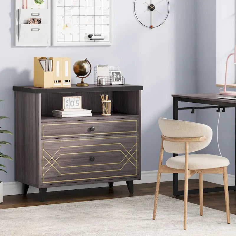 2-Drawer Lateral File Cabinet with Open Shelf