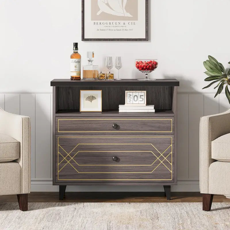2-Drawer Lateral File Cabinet with Open Shelf