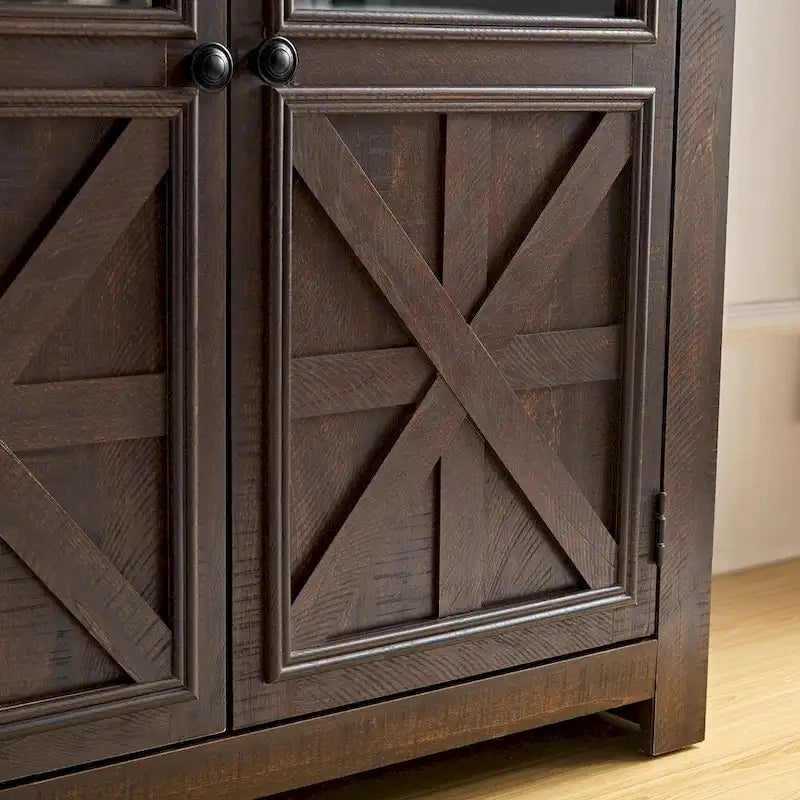 Buffet-Sideboard mit 2 Glastüren & Barschrank