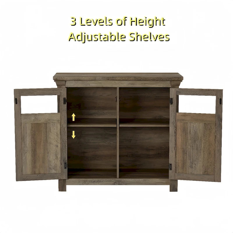 Buffet-Sideboard mit 2 Glastüren & Barschrank