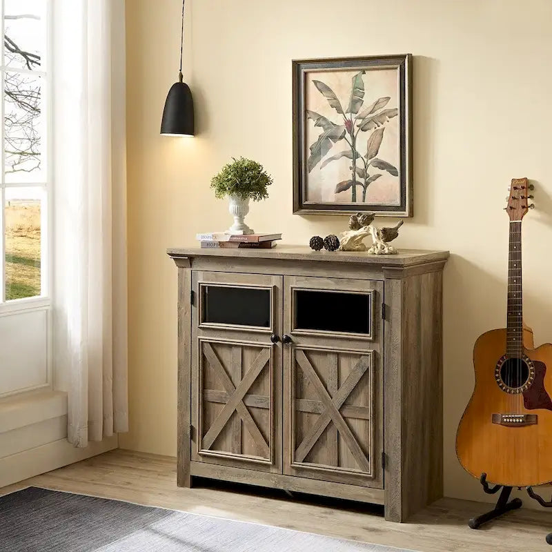 Buffet-Sideboard mit 2 Glastüren & Barschrank