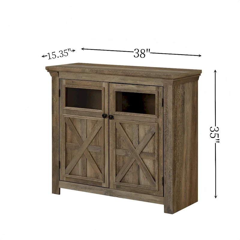 Buffet-Sideboard mit 2 Glastüren & Barschrank