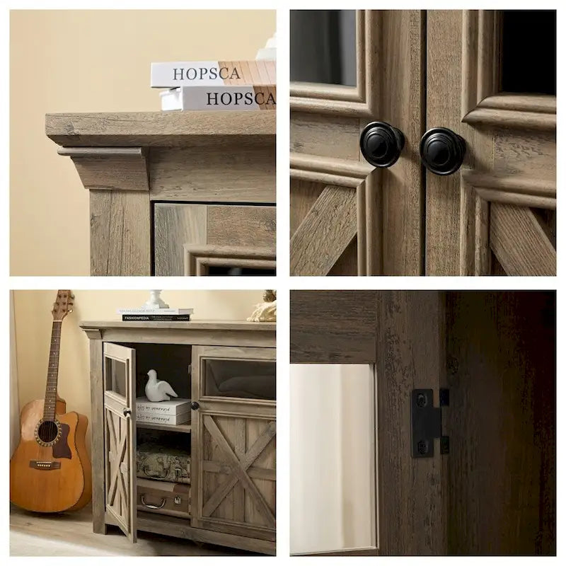 Buffet-Sideboard mit 2 Glastüren & Barschrank
