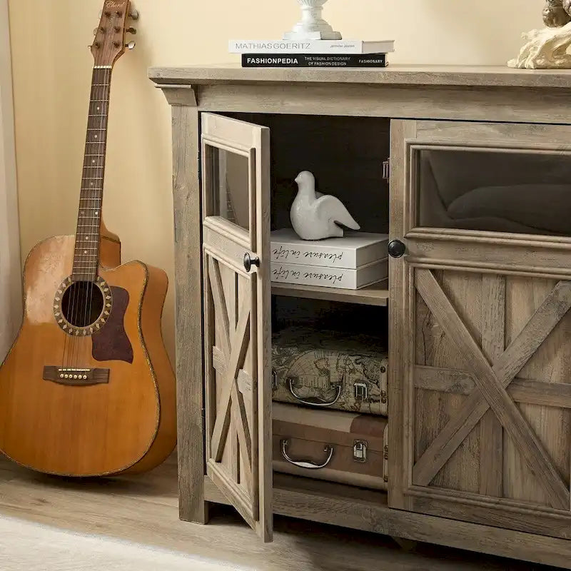 Buffet-Sideboard mit 2 Glastüren & Barschrank