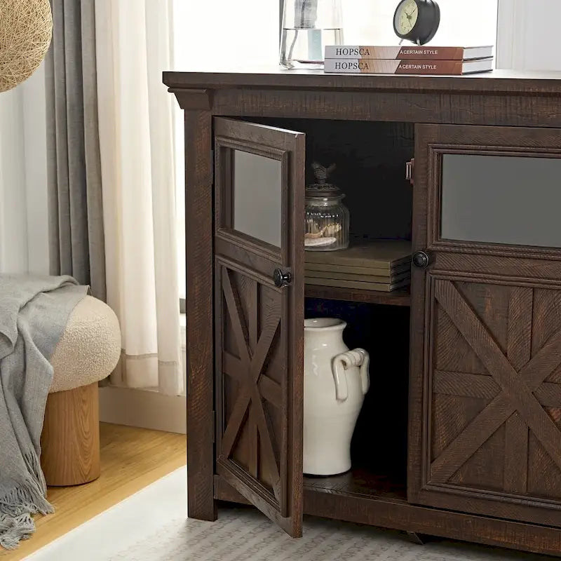 Buffet-Sideboard mit 2 Glastüren & Barschrank