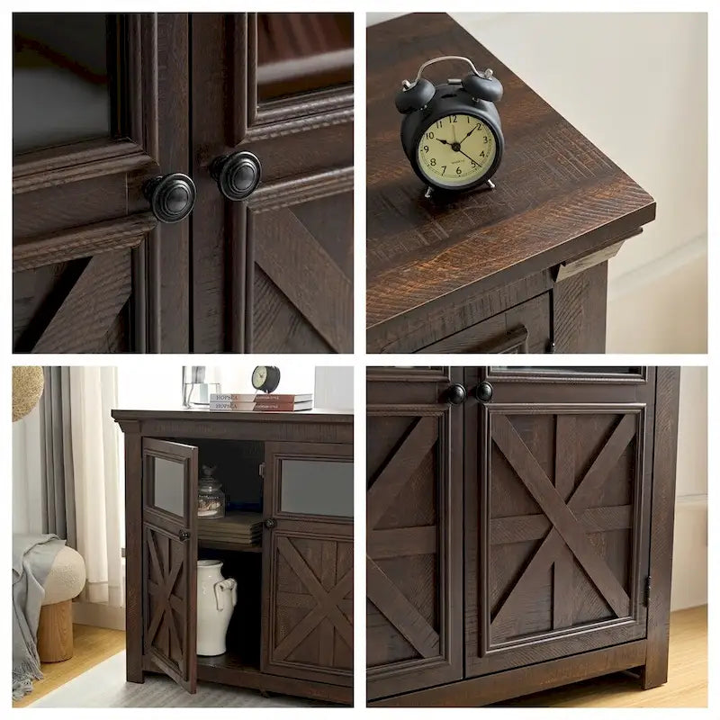 Buffet-Sideboard mit 2 Glastüren & Barschrank